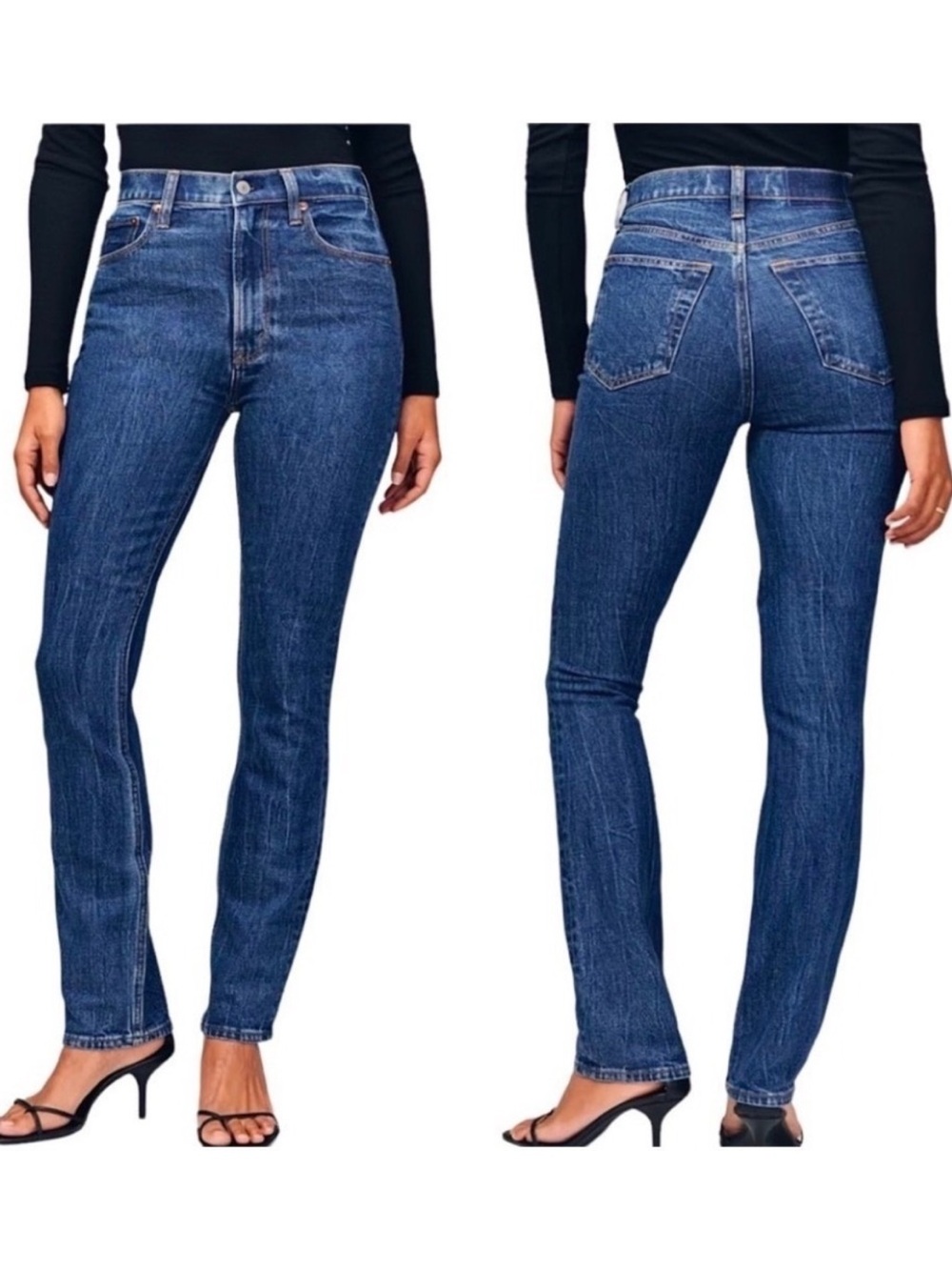 Abercrombie & Fitch 27L Curve Love High Rise Jeans Denim Medium Dark Wash